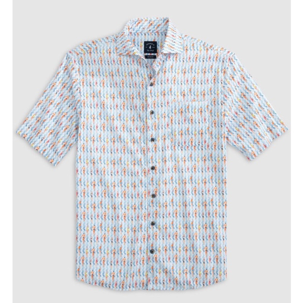 JOHNNIE-O Modern Fit Blue Swimmer Shirt Sz L Mens